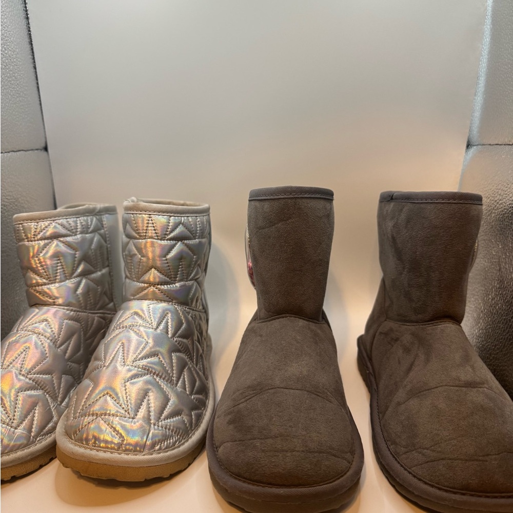 Quilted Silver and Grey Boots Bundle Set Size 3  kids Girls The Children’s Place